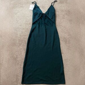 Hello Molly Deep Teal Lace Midi Dress